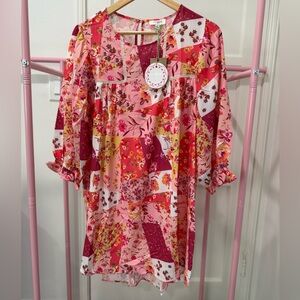 Umgee Floral Patchwork Dress NWT
